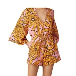 FARM Rio Pink and Yellow Banana Print Romper